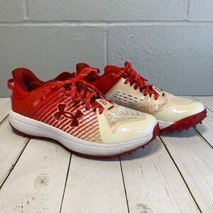 Under Armour Charged Baseball Turf Shoes Women's 8 Red White  Cleats
